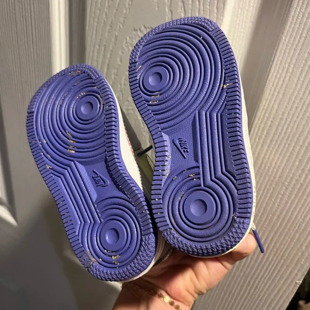Nike Kids Sneakers Gray, Neon Yellow & Purple Accents